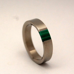 malachite wedding ring, wedding band, malachite stone, titanium wedding ring, men's ring, women's ring GREEN NECTAR image 3