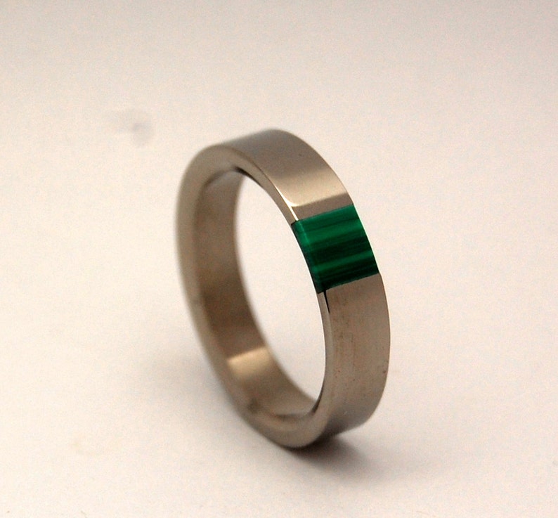 malachite wedding ring, wedding band, malachite stone, titanium wedding ring, men's ring, women's ring GREEN NECTAR image 3
