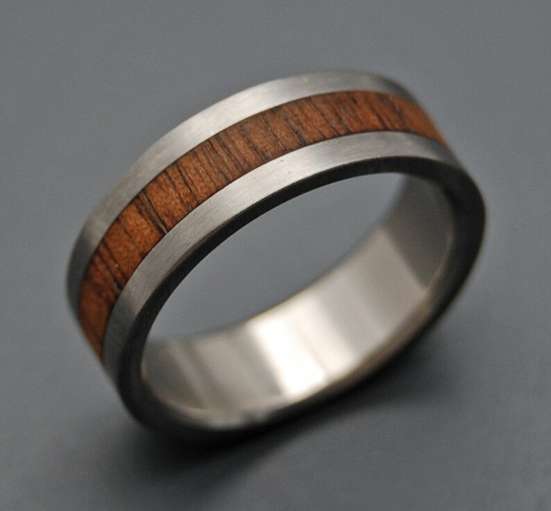 Wooden Wedding Rings, wood rings, titanium wedding rings, titanium rings, koa wood, engagement ring, commitment ring NALU image 4