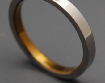 Titanium Wedding ring, Mens Ring, Womens Ring, Anodized Ring, bronze ring, Eco-Friendly Ring, Unique Rings- SLIM SLEEK and BRONZE