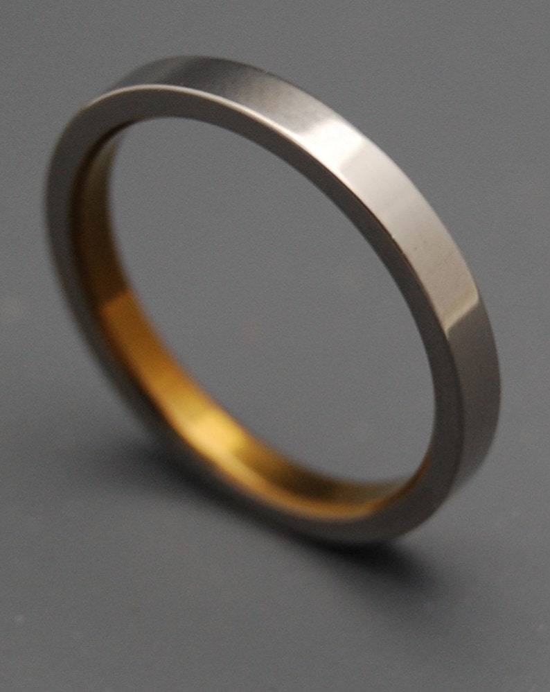 Titanium Wedding ring, Mens Ring, Womens Ring, Anodized Ring, bronze ring, Eco-Friendly Ring, Unique Rings SLIM SLEEK and BRONZE image 1