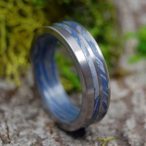 mens ring, blue rings, wedding rings, titanium rings, wood rings, Titanium Wedding Bands, Wedding Rings SATIN SON of ADAM image 2