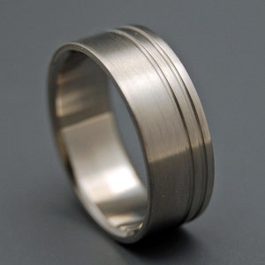Titanium Wedding Ring, men's ring, woman's ring, wedding band, commitment ring, satin finish, matte DUET image 5