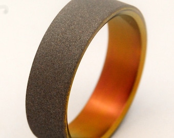 Titanium Wedding Band, wedding rings, titanium rings, men's rings, women's rings, commitment bands - SANDBLASTED SUNSET