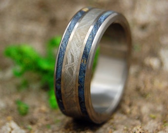 meteorite ring, jade rings, wedding rings, Titanium Wedding Bands, Wedding Rings - WHEN a TREE meets a METEORITE