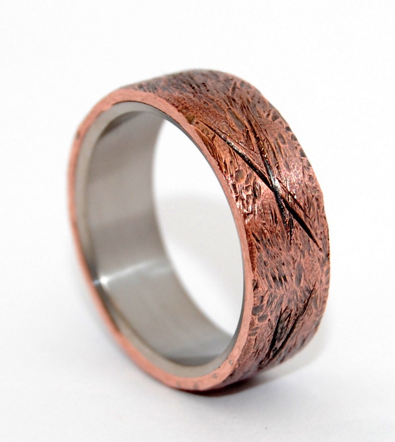 Titanium wedding ring, wedding ring, titaniun rings, mens ring, womens rings, eco-friendly HAND BEATEN COPPER image 3