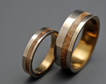 Wooden Wedding Rings, Titanium wedding ring, unique wedding ring, Maple wedding ring, handmade wedding ring, matching wedding - SILVER FAUN