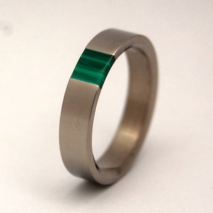 malachite wedding ring, wedding band, malachite stone, titanium wedding ring, men's ring, women's ring GREEN NECTAR image 1