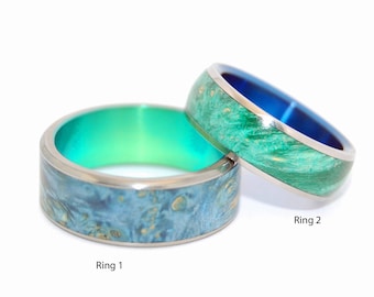 wedding ring, wood ring, titanium rings, men's ring, unique rings, Titanium Mens Wedding Band - a NEW SONG and STEADFAST love