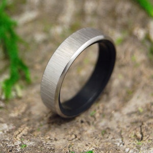 mens ring, black rings, wedding rings, titanium rings, wood rings, Titanium Wedding Bands, Wedding Rings - VERTICAL CONQUER KORE