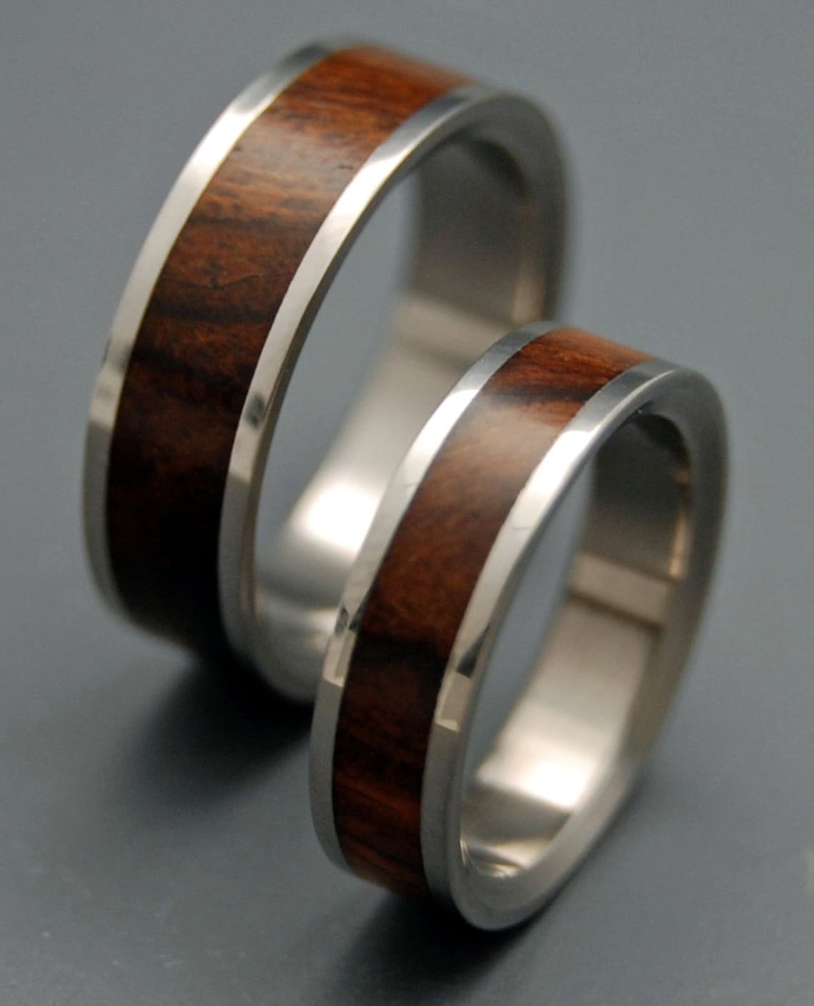 Wooden Wedding Rings Titanium Wedding Band Wedding Rings Etsy