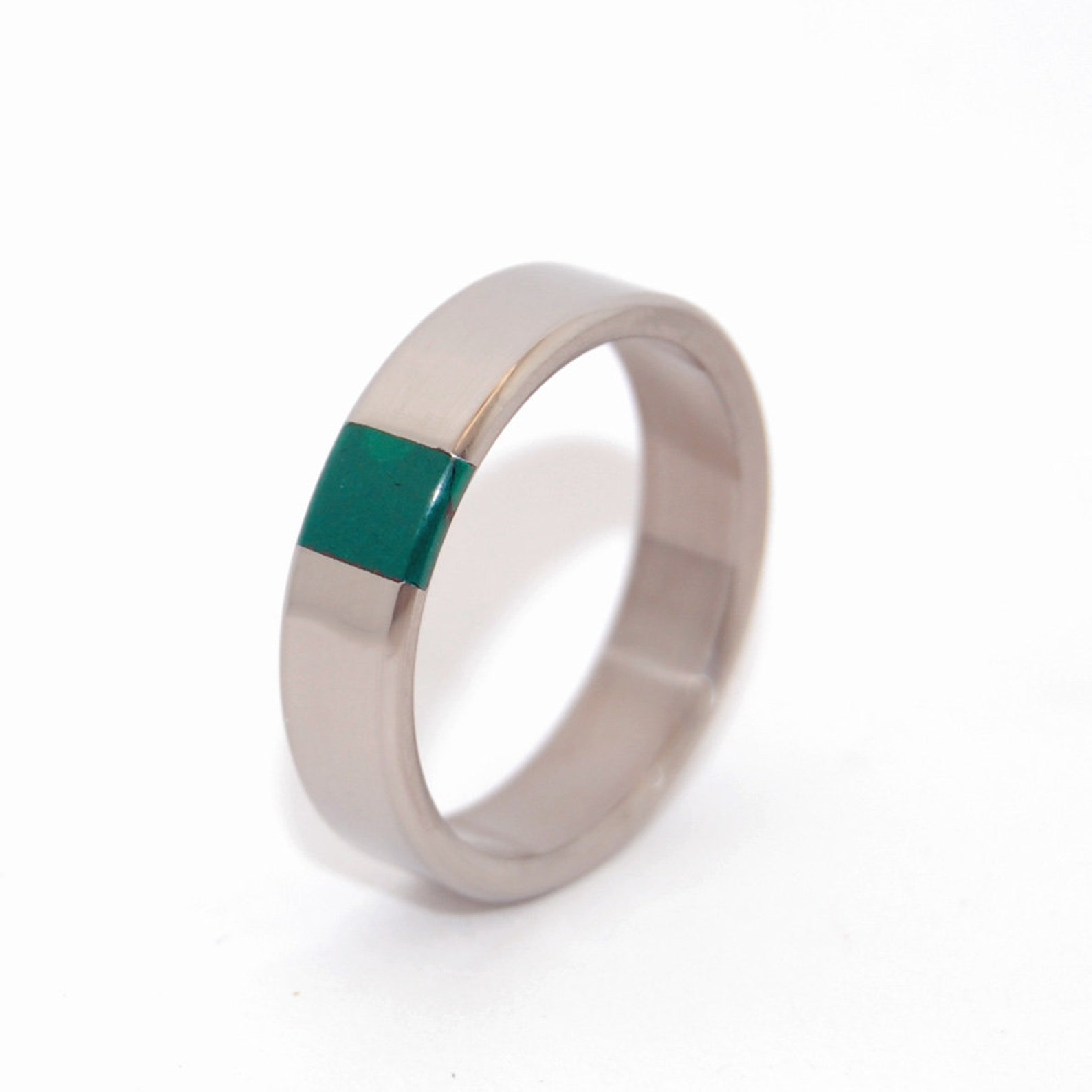 Titanium and Jade Wedding Band, Mens Ring, Womens Ring, Unique Wedding