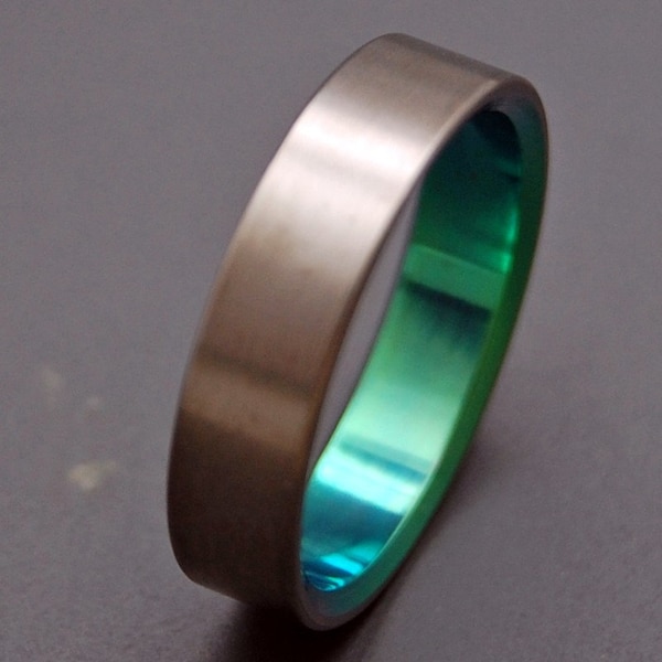 Titanium Wedding Bands,wedding rings, titanium rings, something blue, men's rings, women's rings, commitment bands - BRUSHED AND GREEN