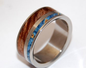 titanium ring, wedding ring, Wooden Wedding Rings, wood ring, maple ring, box elder, mens ring, women's ring - EARTH BY WATER ii