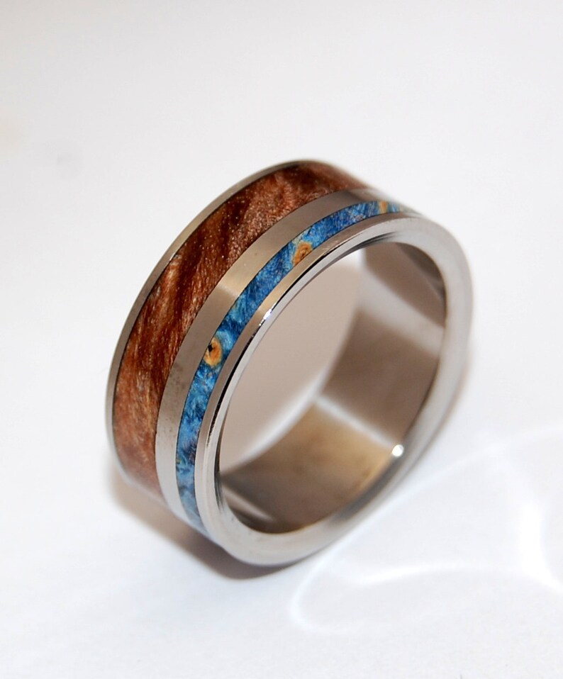 titanium ring wedding ring Wooden Wedding Rings wood ring image 1