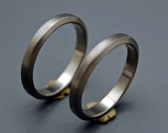 rustic rings, Titanium rings, wedding set, titanium wedding rings, commitment rings, unique wedding rings - BRUSHED, DARK, SLEEK and slim