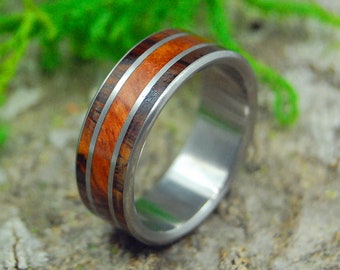 Wedding Rings, Engagement Rings, Titanium Rings, Mens Ring, Womens Ring, Eco-Friendly, Unique Rings - LOVE SQUARED REDWOOD