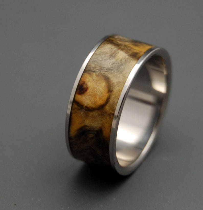 Titanium rings, wood rings, mens rings, Titanium Wedding Bands, Eco-Friendly Rings, Wedding Rings SWIMMING IN the DARK image 2