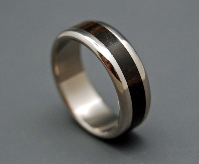 Titanium wedding ring, wedding band, wooden ring, men's ring, woman's ring, ebony wood, titanium ring MOLUCCAS MACASSAR image 4