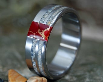 WEST INDIE LOVE | Jamaica Beach Sand & Trinidad Beach Sand Titanium Wedding Ring