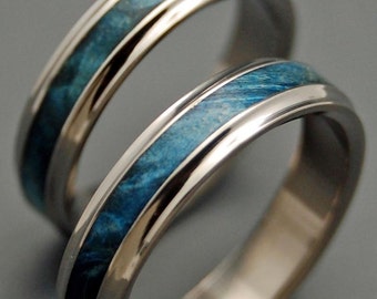 Wooden Wedding Rings, titanium wedding ring, matching wedding set, mens ring, womens ring, unique wedding ring, unique  - SMOOTH SAILING