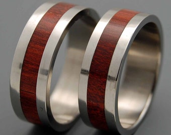 Titanium Wedding Ring, Titanium rings, wedding band, wooden ring, men's ring, woman's ring, blood wood, Unique Wedding Rings - I DO
