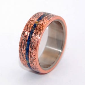 unique ring, Titanium wedding ring, wedding ring, titaniun rings, mens ring, womens rings, eco-friendly - ONE SOUL HAND beaten copper
