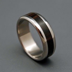 Titanium wedding ring, wedding band, wooden ring, men's ring, woman's ring, ebony wood, titanium ring MOLUCCAS MACASSAR image 5