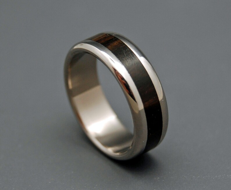 Titanium wedding ring, wedding band, wooden ring, men's ring, woman's ring, ebony wood, titanium ring MOLUCCAS MACASSAR image 5