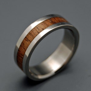 Wooden Wedding Rings, wood rings, titanium wedding rings, titanium rings, koa wood, engagement ring, commitment ring NALU image 1