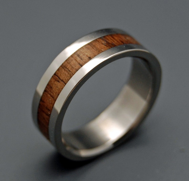 Wooden Wedding Rings, wood rings, titanium wedding rings, titanium rings, koa wood, engagement ring, commitment ring NALU image 1