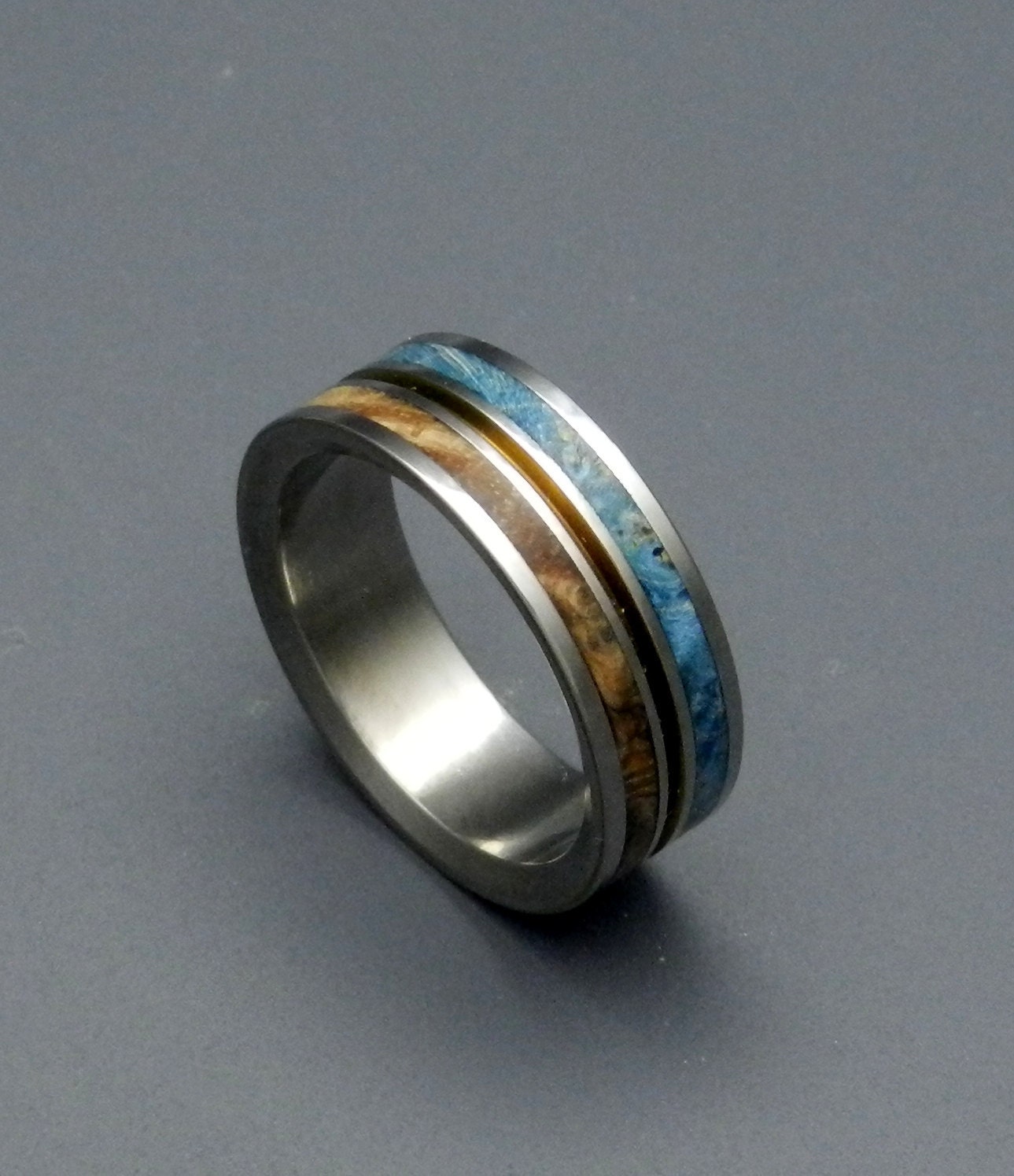 Titanium wedding ring wedding band wooden ring men s Etsy