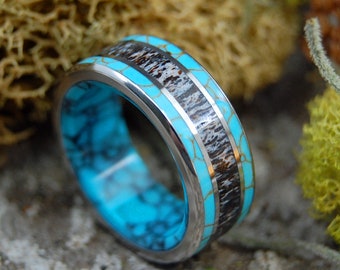 Moose Wedding Ring, antler, wooden wedding ring, moose antler, maple ring, wedding band - Black MOOSE off the SEA of MAINE