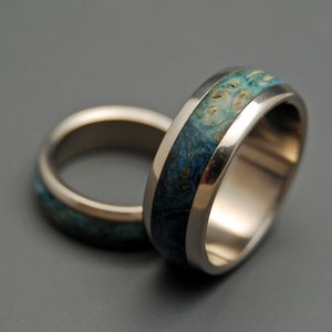 Titanium Wedding Rings, Wooden Wedding Rings, Matching Wedding Set, Mens ring, Womens ring, Unique Wedding Rings - EARTHLY DELIGHTS