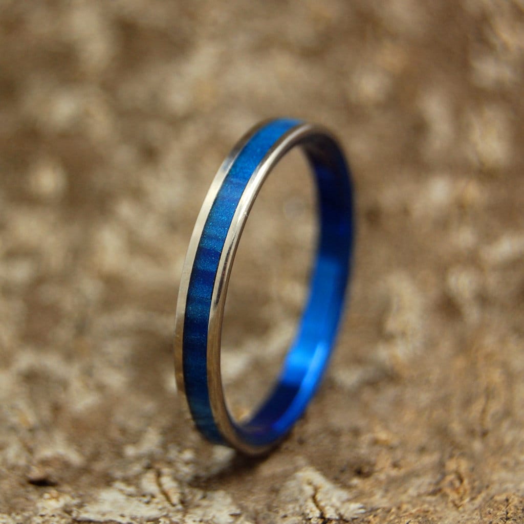 Mens blue titanium wedding best sale bands