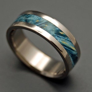 Wooden Wedding Rings, Titanium Wedding Band, wedding rings, titanium rings, men's rings, women's rings, wood ring STARRY STARRY NIGHT image 2