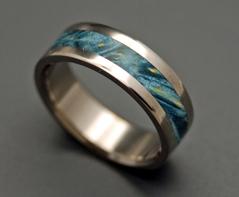 Wooden Wedding Rings, Titanium Wedding Band, wedding rings, titanium rings, men's rings, women's rings, wood ring STARRY STARRY NIGHT image 2