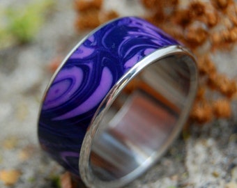 Titanium Ring, titanium wedding ring, mens ring, womens ring, earth friendly, purple ring- KING CHAROITE