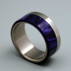 wedding rings, titanium rings, wood rings, mens rings, Titanium Wedding Bands, Eco-Friendly Rings, Wedding Rings PURPLE HEART image 3