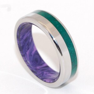 Titanium Ring, titanium wedding ring, mens ring, womens ring, earth friendly, purple ring, jade ring, jade stone GREEN MOUNTAIN MAJESTY image 2