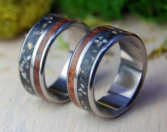 wedding ring, redwood ring, titanium rings, unique rings, Titanium Mens Wedding Band, Titanium Womens wedding bands - REDWOOD LAVA
