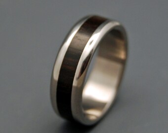 Titanium wedding ring, wedding band, wooden ring, men's ring, woman's ring, ebony wood, titanium ring - MOLUCCAS MACASSAR