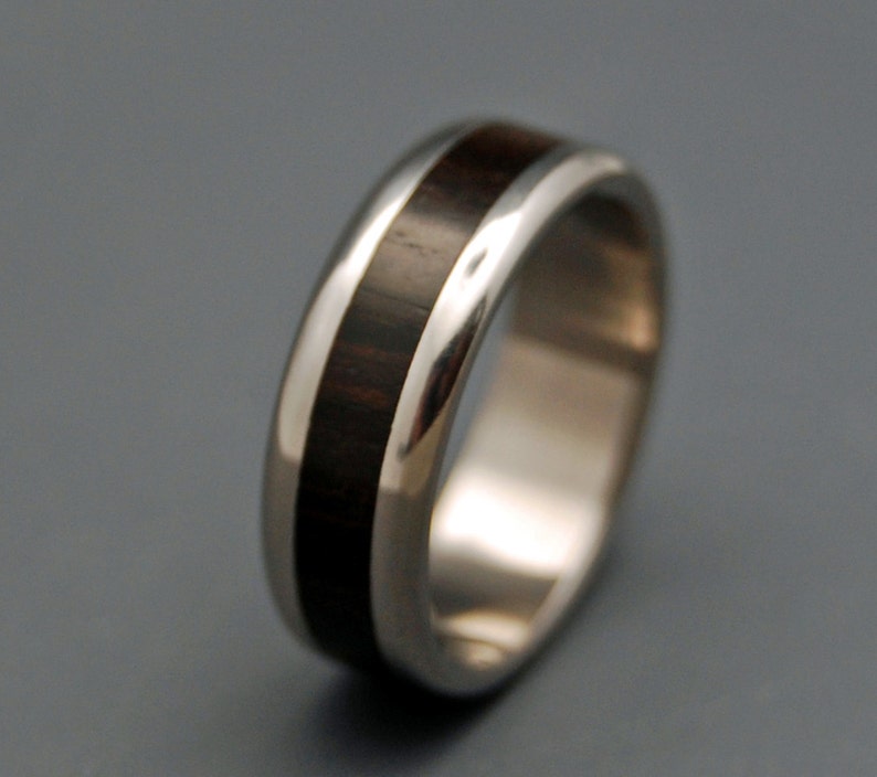 Titanium wedding ring, wedding band, wooden ring, men's ring, woman's ring, ebony wood, titanium ring MOLUCCAS MACASSAR image 1