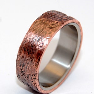 Titanium wedding ring, wedding ring, titaniun rings, mens ring, womens rings, eco-friendly HAND BEATEN COPPER image 4