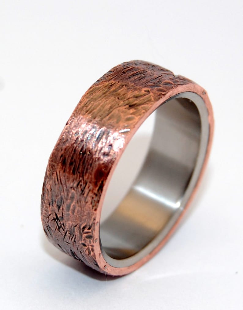 Titanium wedding ring, wedding ring, titaniun rings, mens ring, womens rings, eco-friendly HAND BEATEN COPPER image 4