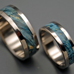 wedding rings, titanium rings, wood rings, mens rings, womens ring, Titanium Wedding Bands, Eco-Friendly Rings STARRY STARRY NIGHT image 2
