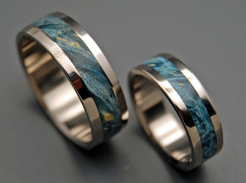 wedding rings, titanium rings, wood rings, mens rings, womens ring, Titanium Wedding Bands, Eco-Friendly Rings STARRY STARRY NIGHT image 2