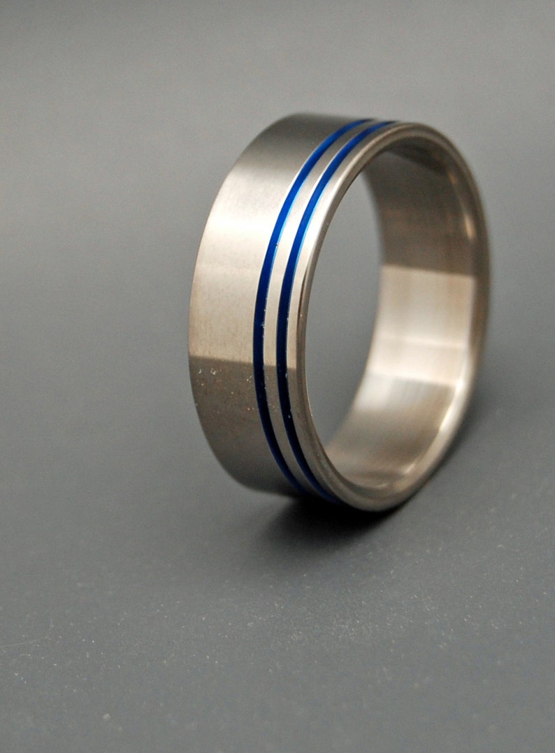 Titanium Wedding Bands, Titanium wedding rings, Blue ring, titanium ring, mens ring, womens ring, matching wedding set ROYAL ORACLE image 2