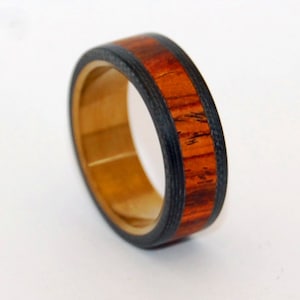 Black rings, wooden ring, Titanium Wedding Ring, Cocobolo, Wedding Band, Carbon Fiber, Mens Band, Bronze, Wedding Ring - BECAUSE HE CAN