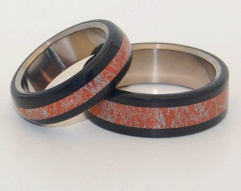 Black rings, titanium rings, wood rings, mens rings, Titanium Wedding Bands, Eco-Friendly Wedding Rings, Wedding Rings - AKITA WARRIOR